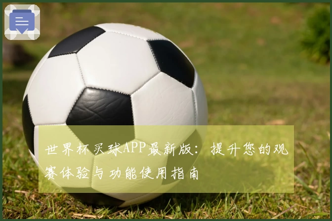 世界杯买球APP最新版：提升您的观赛体验与功能使用指南